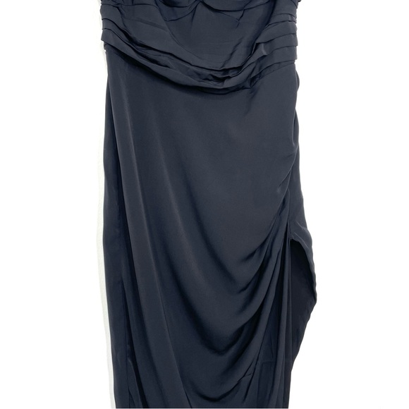 Abercrombie & Fitch Off The Shoulder Ruched Midi Dress Black Size Medium - Picture 6 of 16